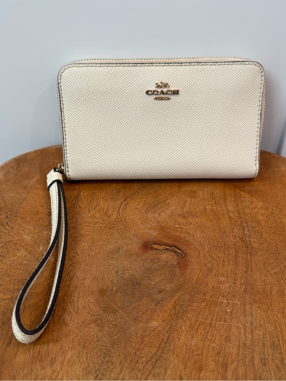 Coach Ivory Leather Zip-Around Wallet